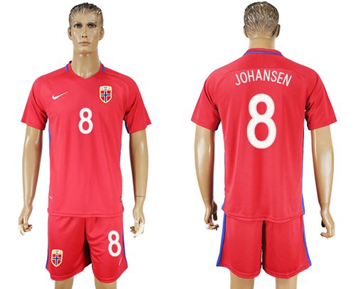 Norway #8 Johansen Home Soccer Country Jersey